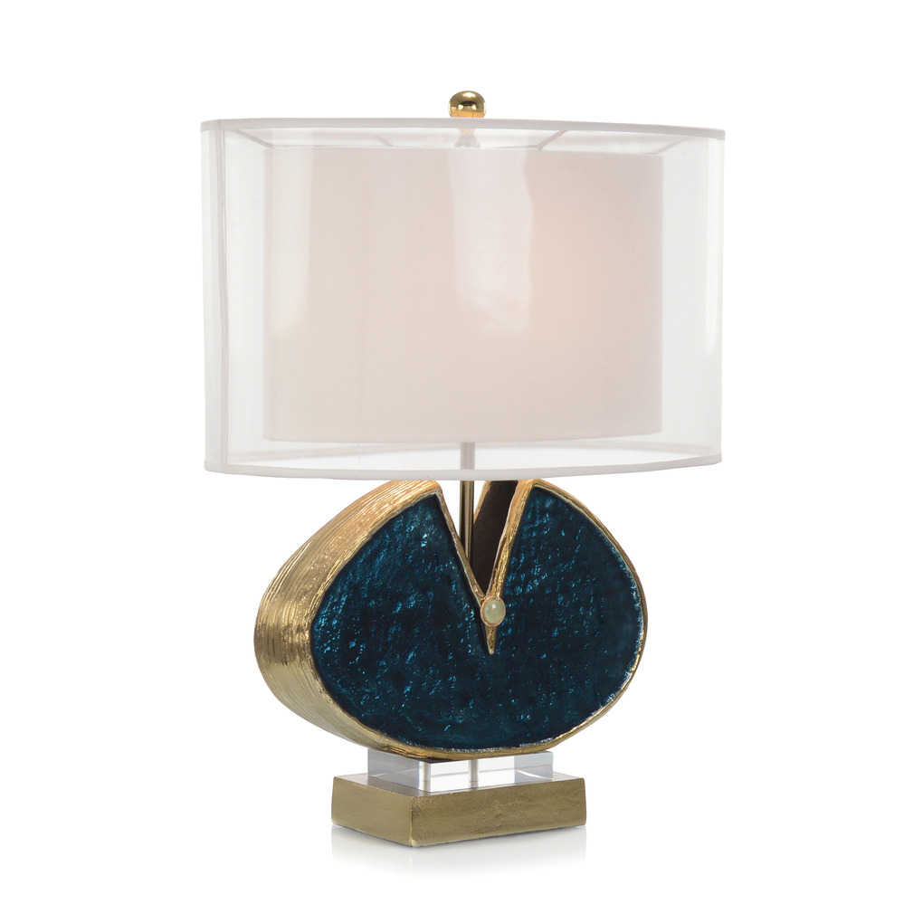 BLUE ENAMELED AND JEWELED TABLE LAMP BLUE ENAMELED AND JEWELED TABLE LAMP